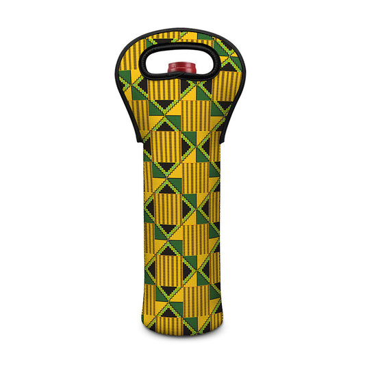 Kente Ethnic Pattern Print Single Neoprene Wine Tote
