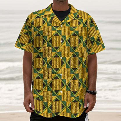 Kente Ethnic Pattern Print Textured Short Sleeve Shirt
