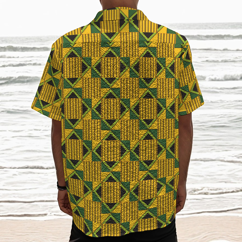 Kente Ethnic Pattern Print Textured Short Sleeve Shirt