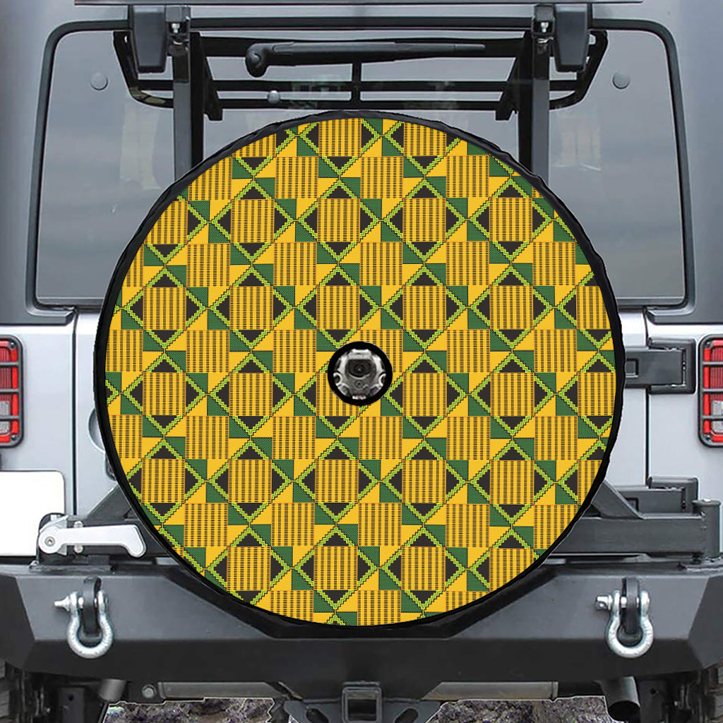 Kente Ethnic Pattern Print Tire Cover With Camera Hole