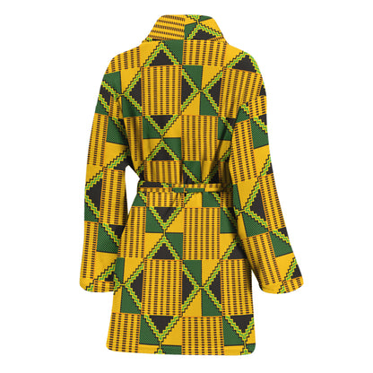 Kente Ethnic Pattern Print Women's Bathrobe