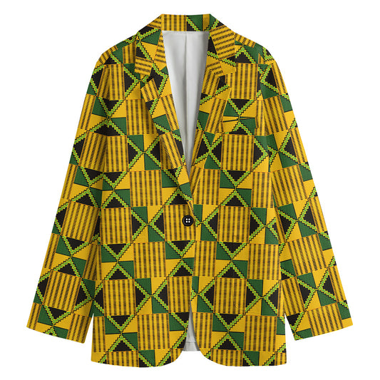 Kente Ethnic Pattern Print Women's Blazer