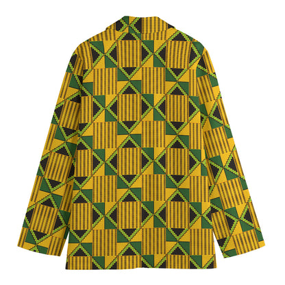 Kente Ethnic Pattern Print Women's Blazer