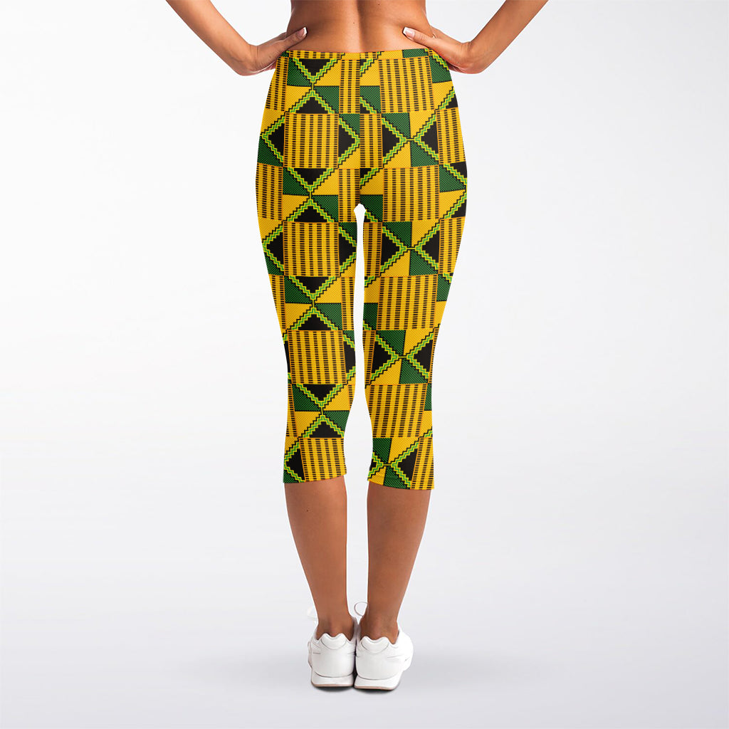 Kente Ethnic Pattern Print Women's Capri Leggings