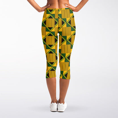 Kente Ethnic Pattern Print Women's Capri Leggings