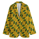 Kente Ethnic Pattern Print Women's Cotton Blazer