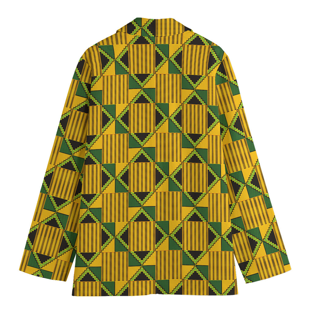 Kente Ethnic Pattern Print Women's Cotton Blazer