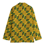 Kente Ethnic Pattern Print Women's Cotton Blazer