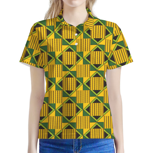 Kente Ethnic Pattern Print Women's Polo Shirt
