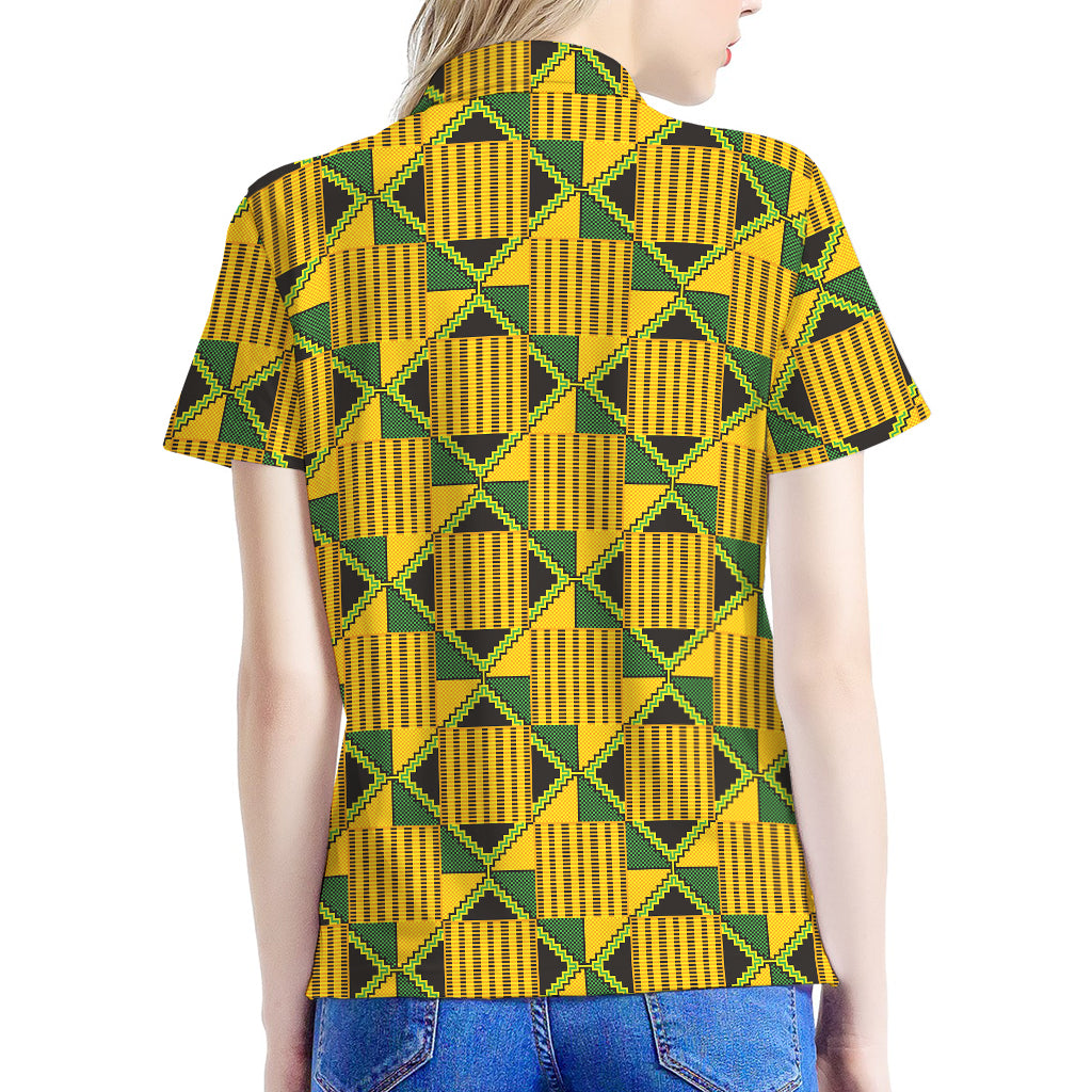 Kente Ethnic Pattern Print Women's Polo Shirt