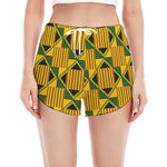 Kente Ethnic Pattern Print Women's Split Running Shorts