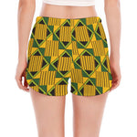 Kente Ethnic Pattern Print Women's Split Running Shorts