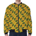 Kente Ethnic Pattern Print Zip Sleeve Bomber Jacket