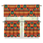Kente Pattern Print 3 Piece Kitchen Curtains