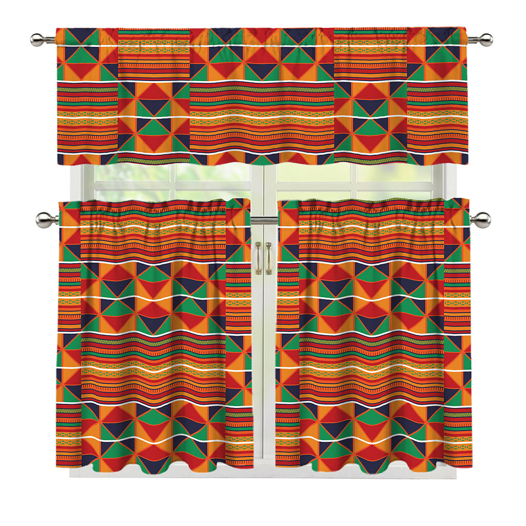 Kente Pattern Print 3 Piece Kitchen Curtains