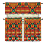 Kente Pattern Print 3 Piece Kitchen Curtains