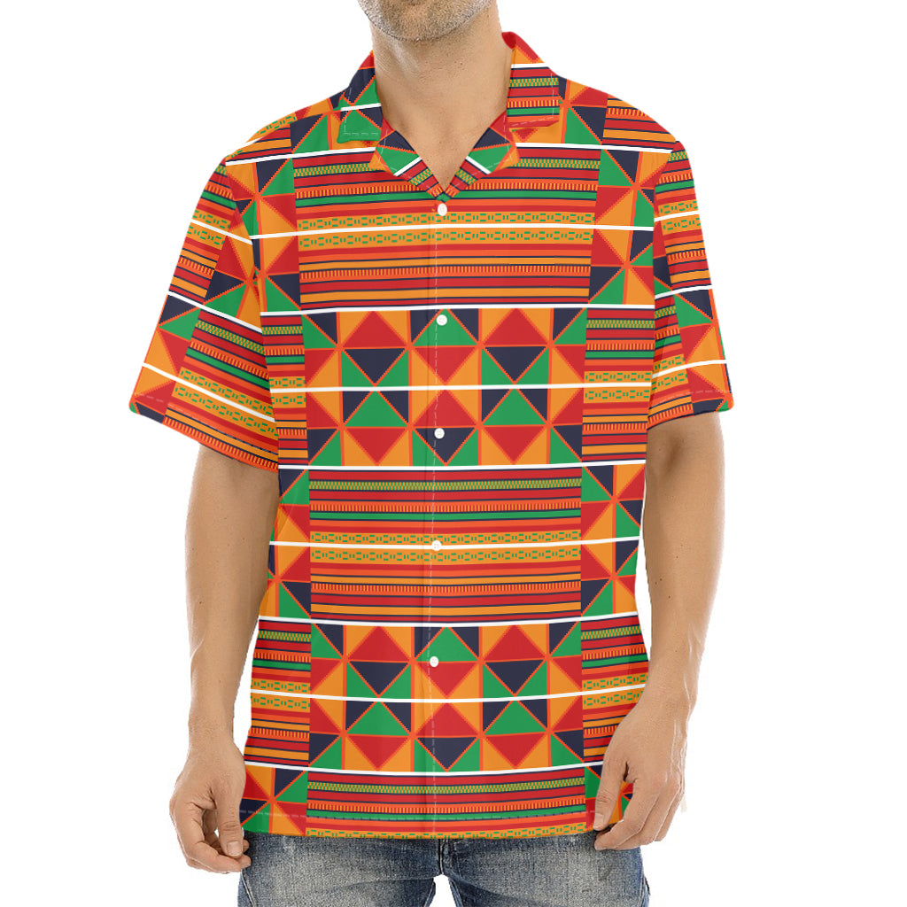 Kente Pattern Print Aloha Shirt