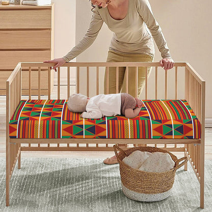 Kente Pattern Print Baby Crib Sheet