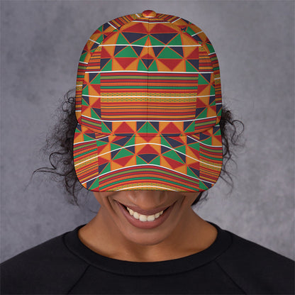 Kente Pattern Print Baseball Cap