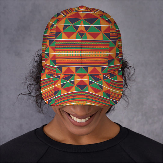 Kente Pattern Print Baseball Cap