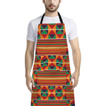Kente Pattern Print Bib Apron With Pocket