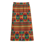 Kente Pattern Print Cotton Front Slit Maxi Skirt