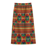 Kente Pattern Print Cotton Front Slit Maxi Skirt