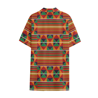 Kente Pattern Print Cotton Hawaiian Shirt