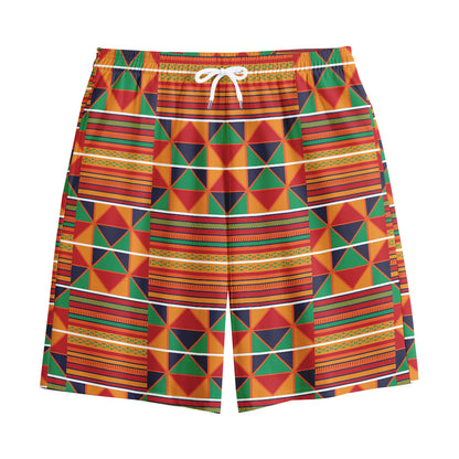 Kente Pattern Print Cotton Shorts