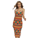 Kente Pattern Print Cross Back Cami Dress