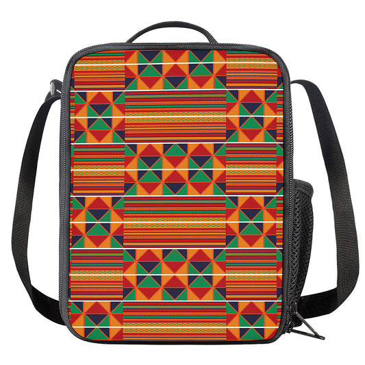 Kente Pattern Print Crossbody Lunch Bag