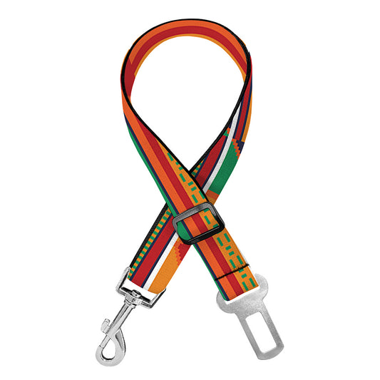 Kente Pattern Print Dog Seat Belt