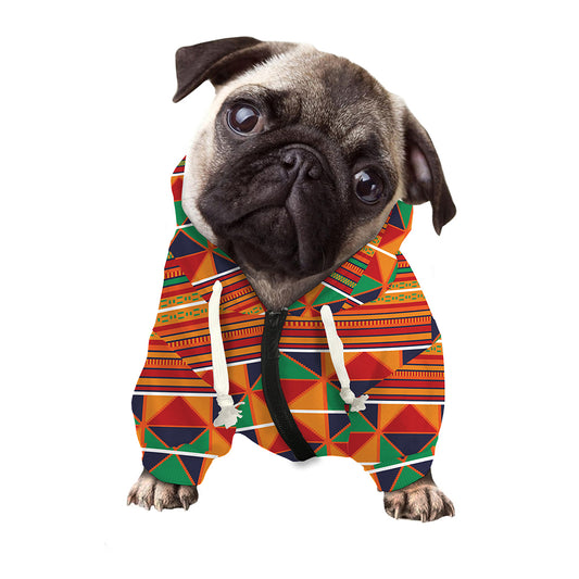 Kente Pattern Print Dog Zip Up Hoodie