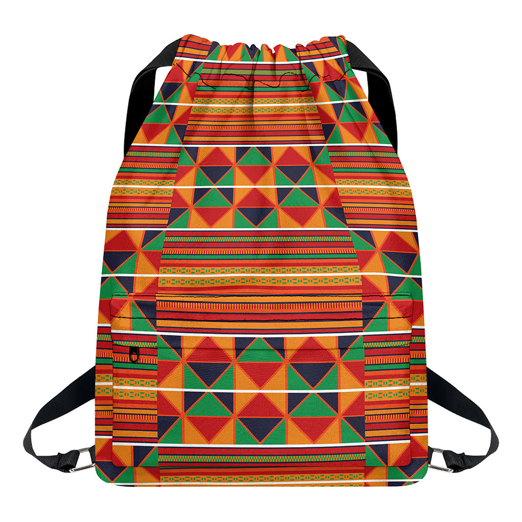 Kente Pattern Print Drawstring Backpack