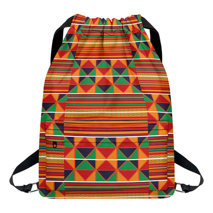 Kente Pattern Print Drawstring Backpack