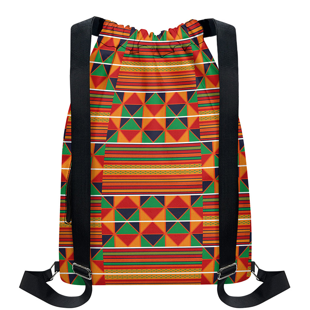 Kente Pattern Print Drawstring Backpack