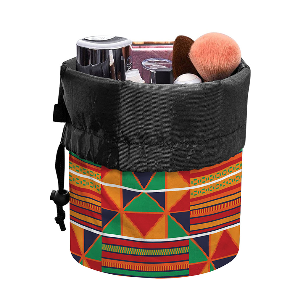 Kente Pattern Print Drawstring Makeup Bag