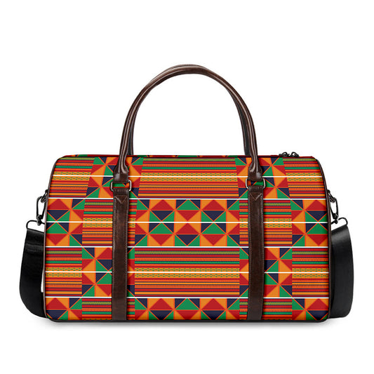 Kente Pattern Print Duffle Bag