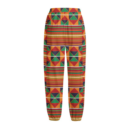 Kente Pattern Print Fleece Lined Knit Pants