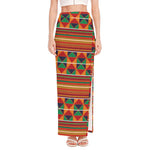Kente Pattern Print High Slit Maxi Skirt