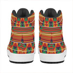 Kente Pattern Print High Top Leather Sneakers