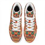 Kente Pattern Print High Top Leather Sneakers