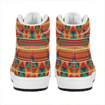 Kente Pattern Print High Top Leather Sneakers