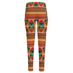Kente Pattern Print High-Waisted Pocket Leggings