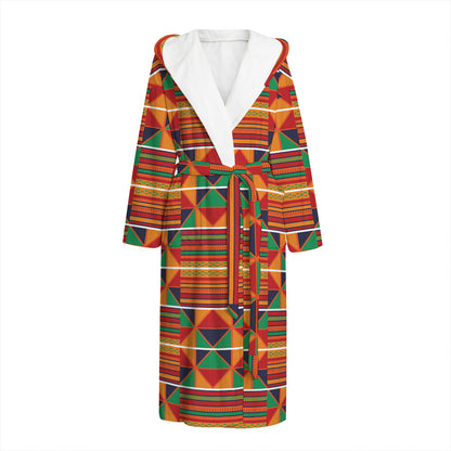 Kente Pattern Print Hooded Bathrobe