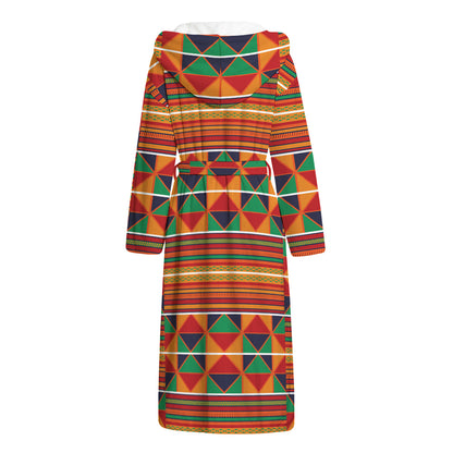 Kente Pattern Print Hooded Bathrobe