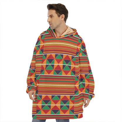 Kente Pattern Print Hoodie Blanket