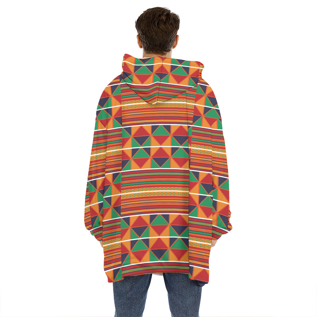 Kente Pattern Print Hoodie Blanket