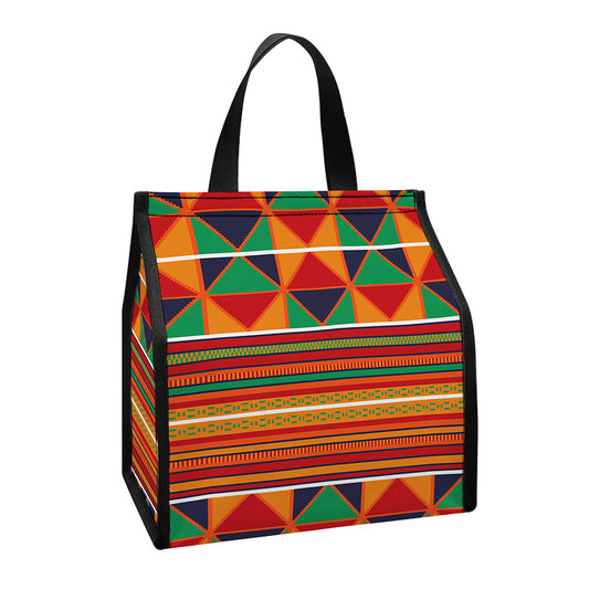 Kente Pattern Print Insulated Lunch Tote