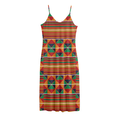 Kente Pattern Print Jersey Midi Cami Dress